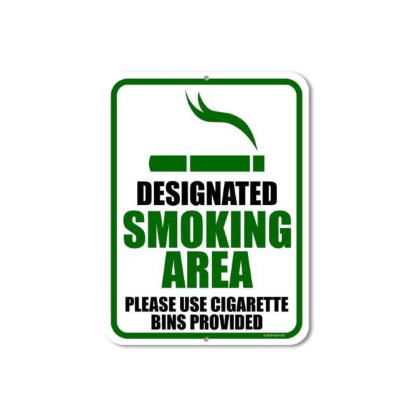 Designated Smoking Area Sign aluminum with digitally printed sticker Durable material Made of High Quality metal aluminum