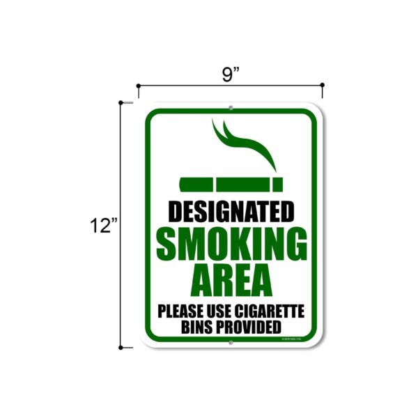 Designated Smoking Area Sign aluminum with digitally printed sticker Durable material Made of High Quality metal aluminum