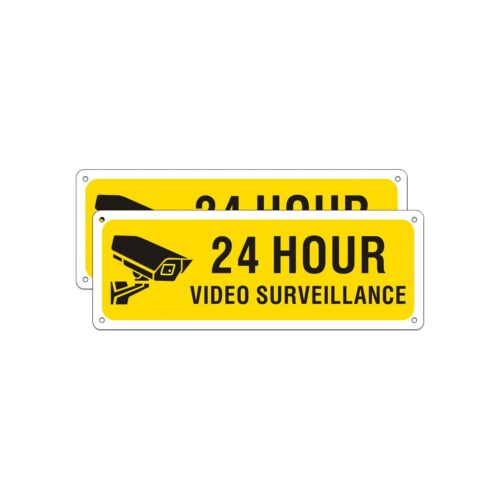 Warning Sign for Camera CCTV Monitoring System 2mm 10 x 3.5 inches (2 Pack)