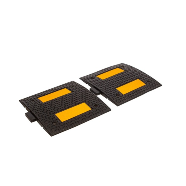 Speed Bump Black Rubber with Yellow Reflective Stripes